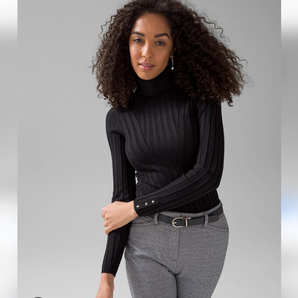 WHBM | Long Sleeve Ribbed Turtleneck Sweater Black